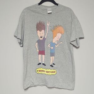 MTV Beavis and Butthead Gray Graphic Short Sleeve Shirt
